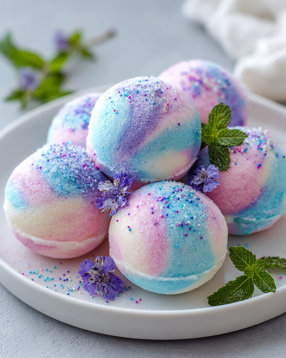 Easy No-Bake Frozen Cotton Candy Cheesecake Bombs Treat