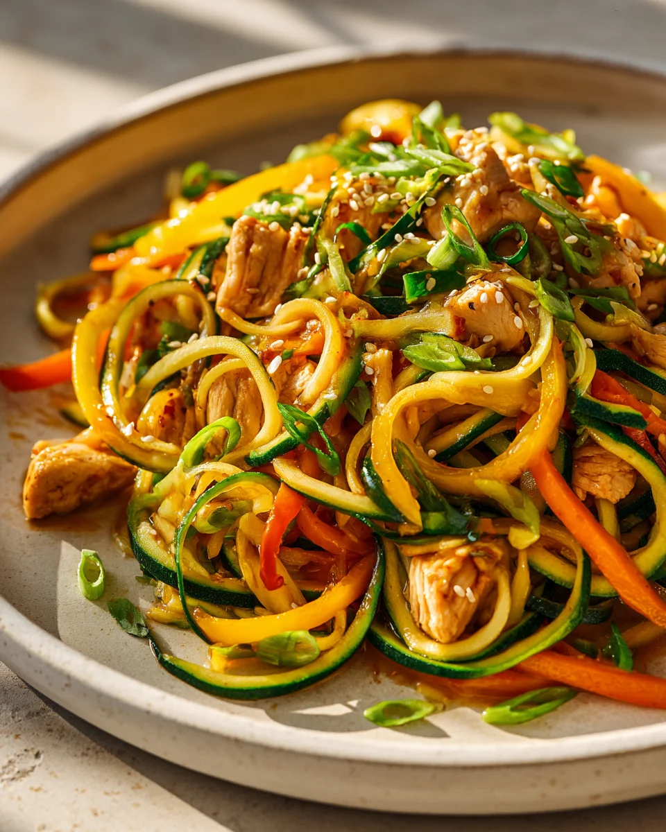 Delicious Zucchini Noodle Stir Fry With Chicken Recipe