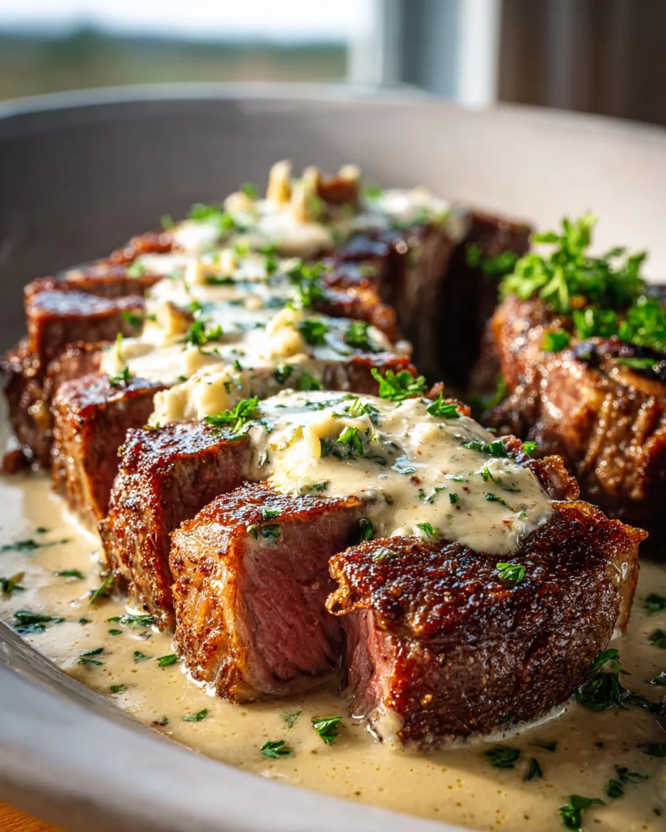 Garlic Butter Steak with Parmesan Cream Sauce Recipe Delight