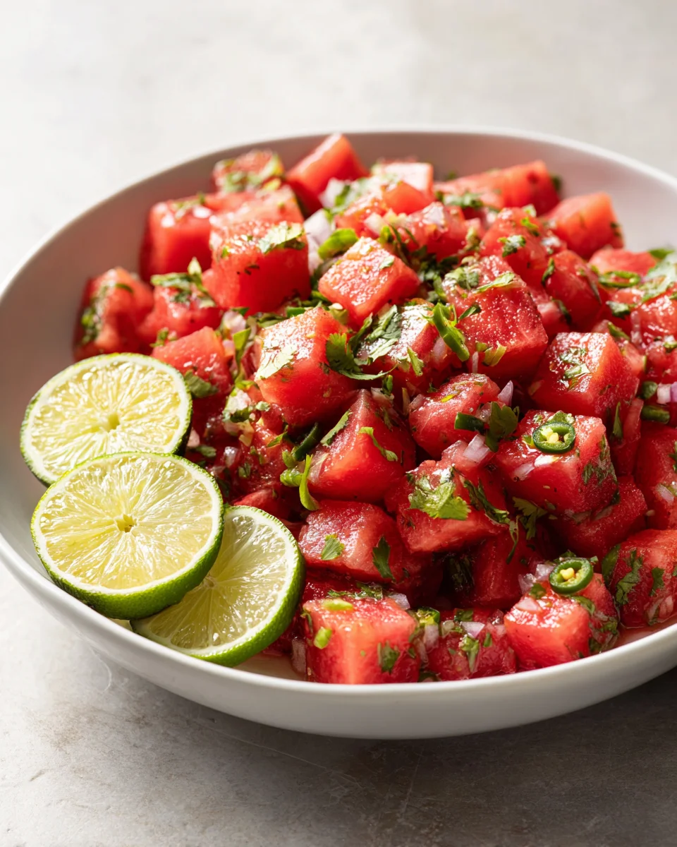 Spicy Watermelon Salsa with Jalapeño, Cilantro & Lime Juice