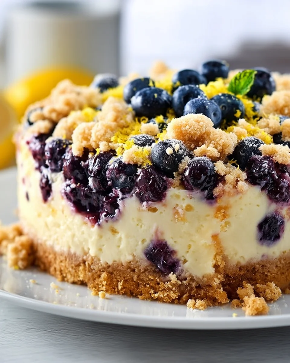Lemon Blueberry Crumble Cheesecake