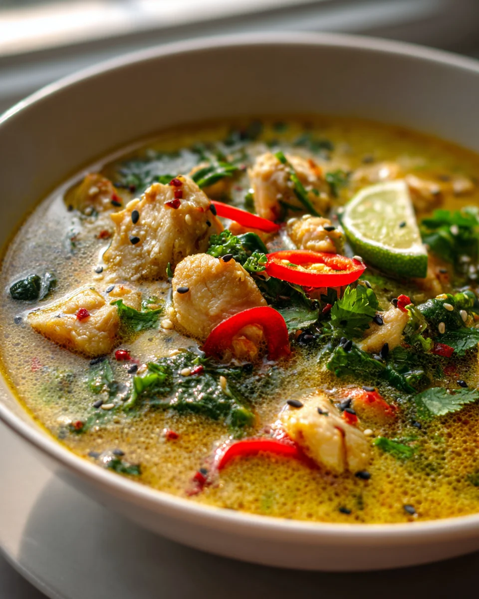 Lemongrass Coconut Curry Chicken Soup - Creamy & Flavorful!