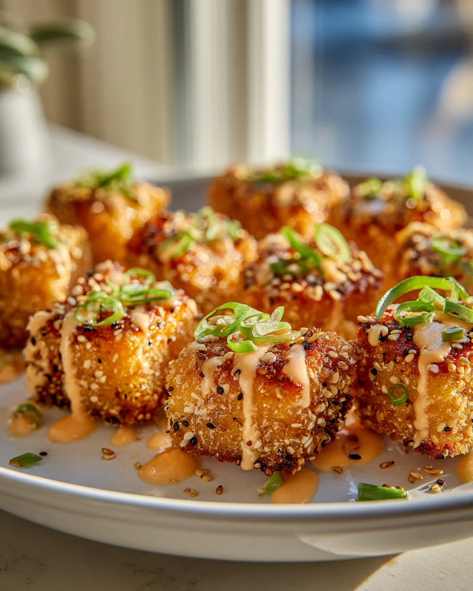 Sesame Crusted Bang Bang Salmon Bites - Easy Appetizer Recipe