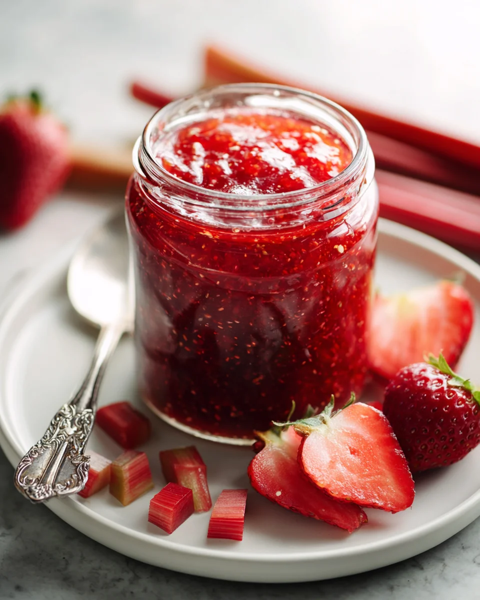 Strawberry Rhubarb Vanilla Bean Jam with Cinnamon Spice Delight