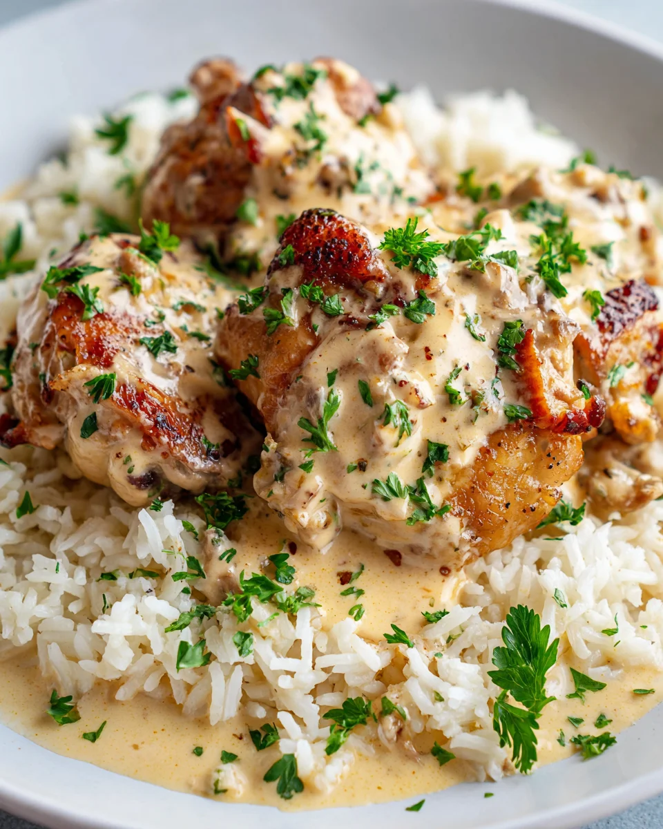 Creamy Chicken Thighs Nestled in Rice