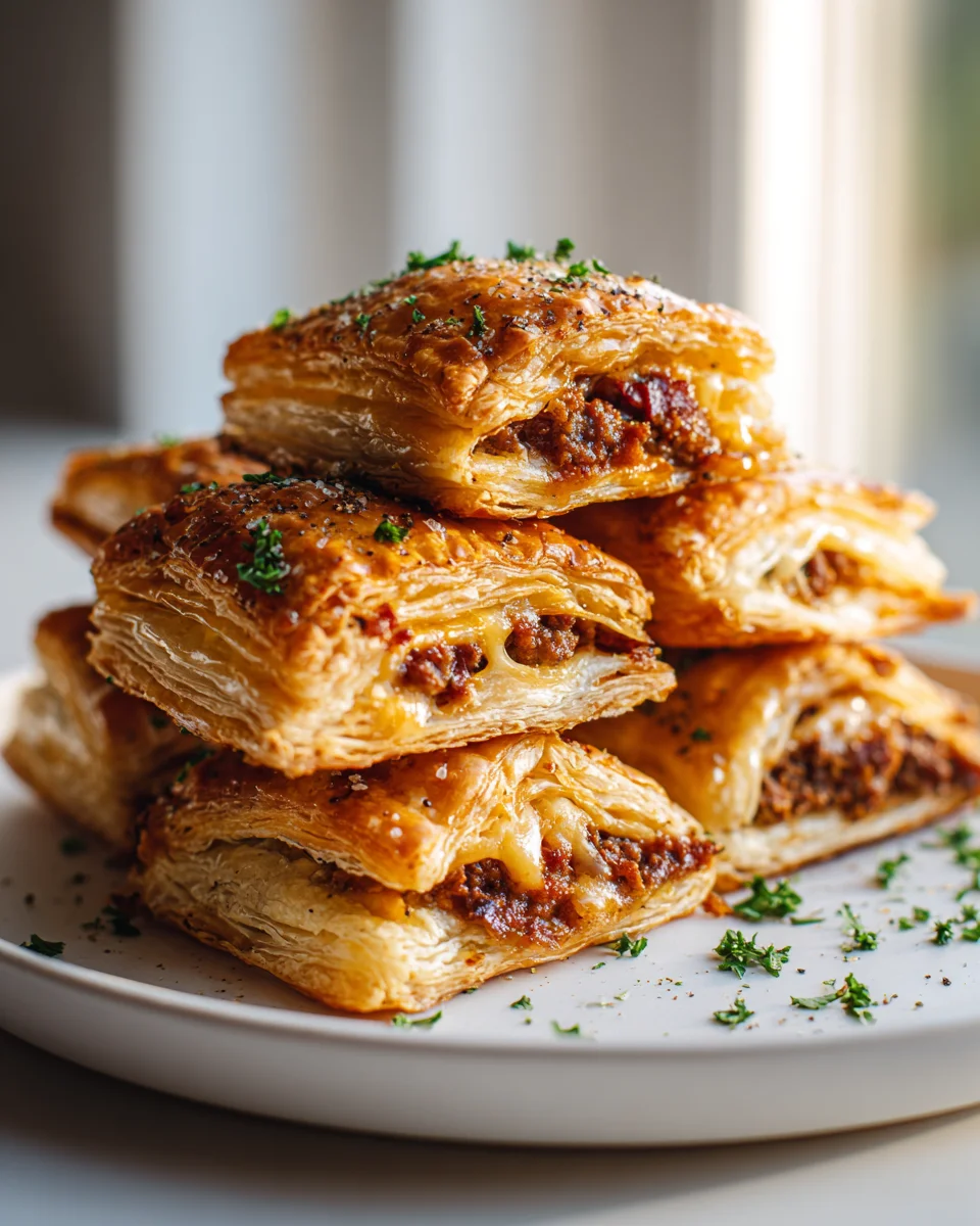 Cheesy Beef Bacon Puff Pastry Stacks: Irresistibly Delicious!