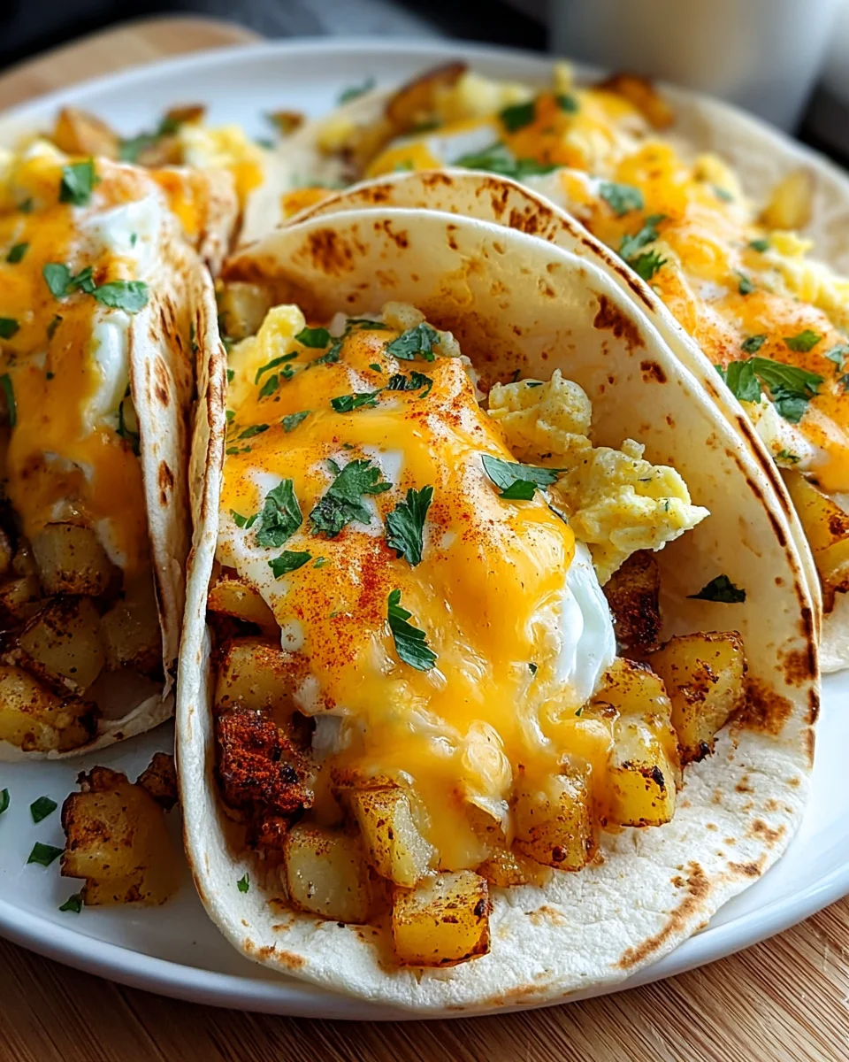 Delicious Potato Egg and Cheese Breakfast Tacos Recipe