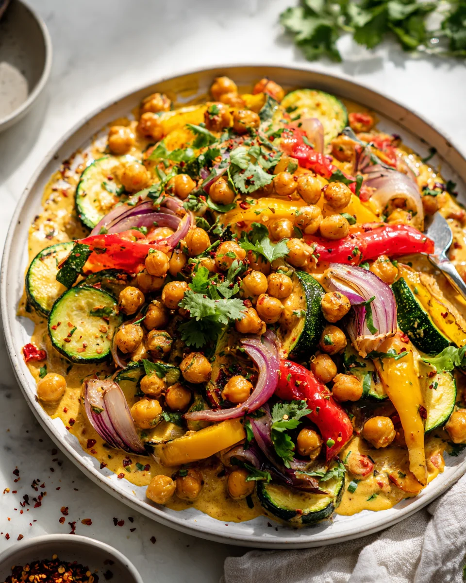 Coconut Curry Chickpea Sheet Pan Bake: Easy Vegan Delight