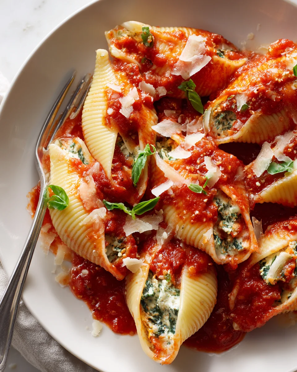 Delicious Vegetarian Stuffed Shells with Marinara Recipe