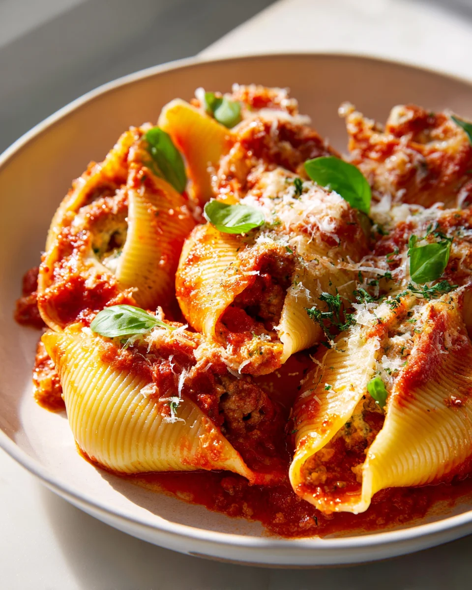 Savory Beef and Ricotta Stuffed Shells