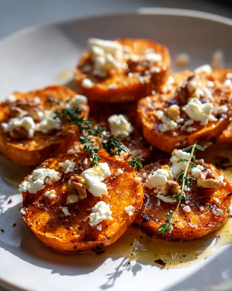 Honey-Drizzled Sweet Potato Bites with Feta and Walnuts