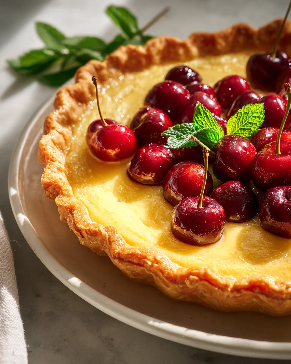 Luscious Cherry Vanilla Custard Pie